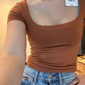 American Eagle Outfitters Brown Crop Top